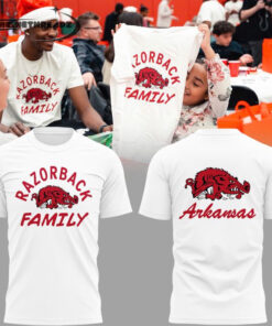 Arkansas “Razorbacks Family” 2026 Special White 3D T-Shirt Arkansas “Razorbacks Family” 2026 Special White 3D T-Shirt
