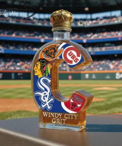 Chicago Sports Fans “WINDY CITY GRIT” Limited Edition Whiskey Bottle – Collectible Decanter for True Windy City Pride