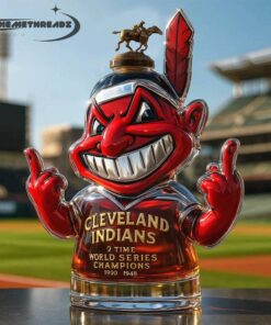Cleveland Indians Chief Wahoo “2 Time World Series Champions” Whiskey Bottle