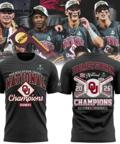 Oklahoma Sooners 2026 NCAA Division I Baseball National Champions Locker Room Two Sided T-Shirt