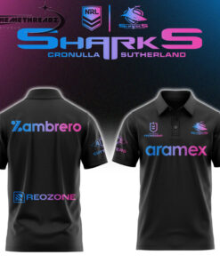 Cronulla Sharks Mens Las Vegas Warm Up Polo