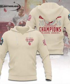 Oklahoma Baseball 2026 National Champions Cream Hoodie & Tee