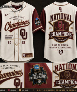 Oklahoma Baseball 2026 National Champions New Version Baseball Jersey