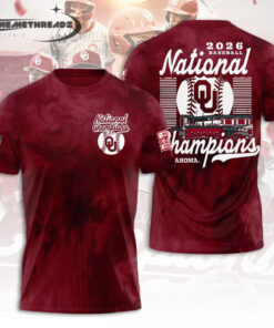 Oklahoma Baseball 2026 National Champions Red Smoke Hoodie & Tee