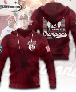 Oklahoma Baseball 2026 National Champions Red Smoke Hoodie & Tee