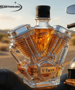 V Class Motorcycle Engine Unleaded Glass Whiskey Bottle