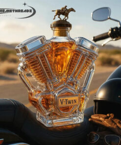 V Class Motorcycle Engine Unleaded Glass Whiskey Bottle