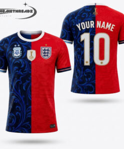 Argentina x England Soccer Nation 2026 Custom Name Half and Half Soccer Jersey