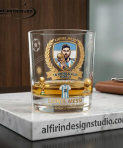 Lionel Messi Argentina World Cup Record Commemorative Gold Luxury Whiskey Glass
