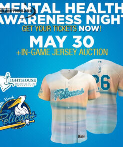 Myrtle Beach Pelicans x 𝐀𝐧𝐧𝐮𝐚𝐥 𝐌𝐞𝐧𝐭𝐚𝐥 𝐇𝐞𝐚𝐥𝐭𝐡 𝐀𝐰𝐚𝐫𝐞𝐧𝐞𝐬𝐬 𝐍𝐢𝐠𝐡𝐭 Baseball Jersey