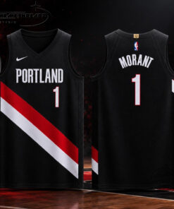 N1ke Ja Morant Portland Trail Blazers #1 Icon Edition Black Basketball Jersey