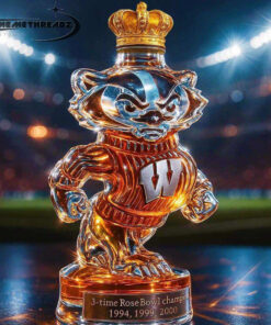 Wisconsin Badgers 3-time Rose Bowl Champion Whiskey Bottle