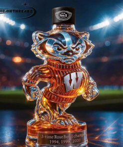 Wisconsin Badgers 3-time Rose Bowl Champion Whiskey Bottle