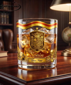 World Cup 2026 Spain National Soccer Team Crest Personalized Whiskey Glass